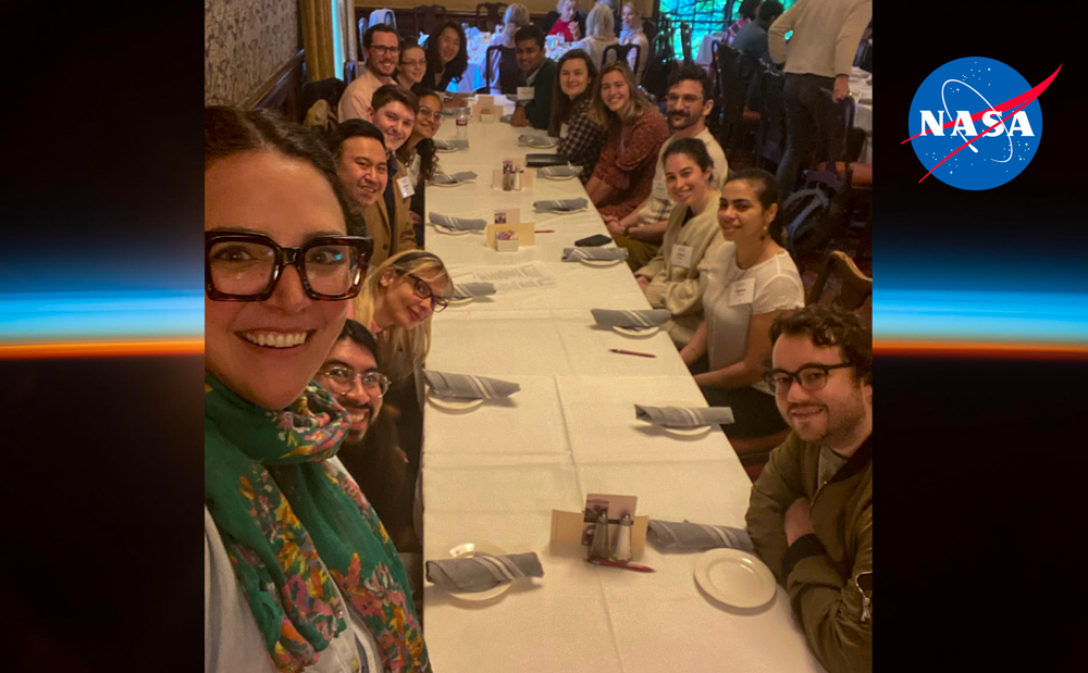 Selfie of group at lunch