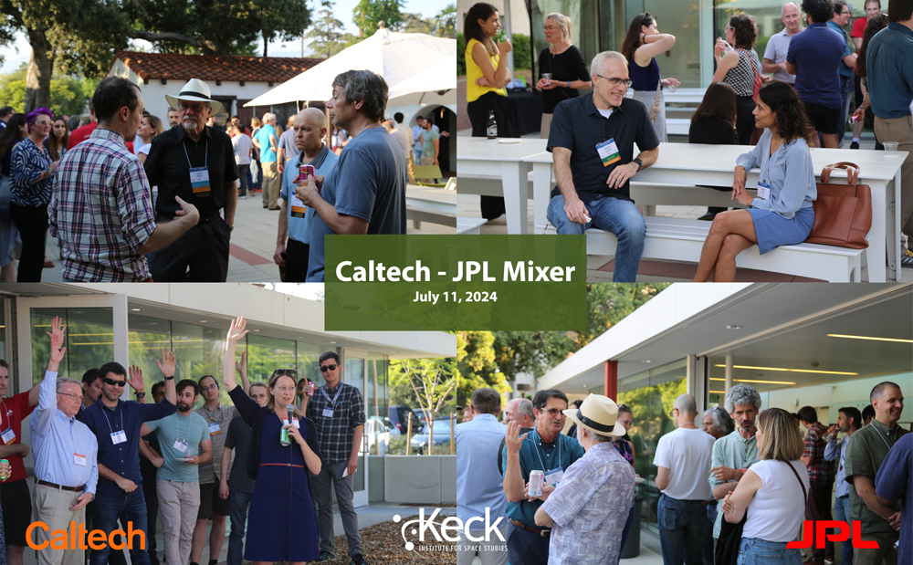 Collage of people at the Keck Center couryard
